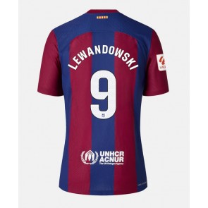 Lacne Ženy Futbalové dres Barcelona Robert Lewandowski #9 2023-24 Krátky Rukáv - Domáci